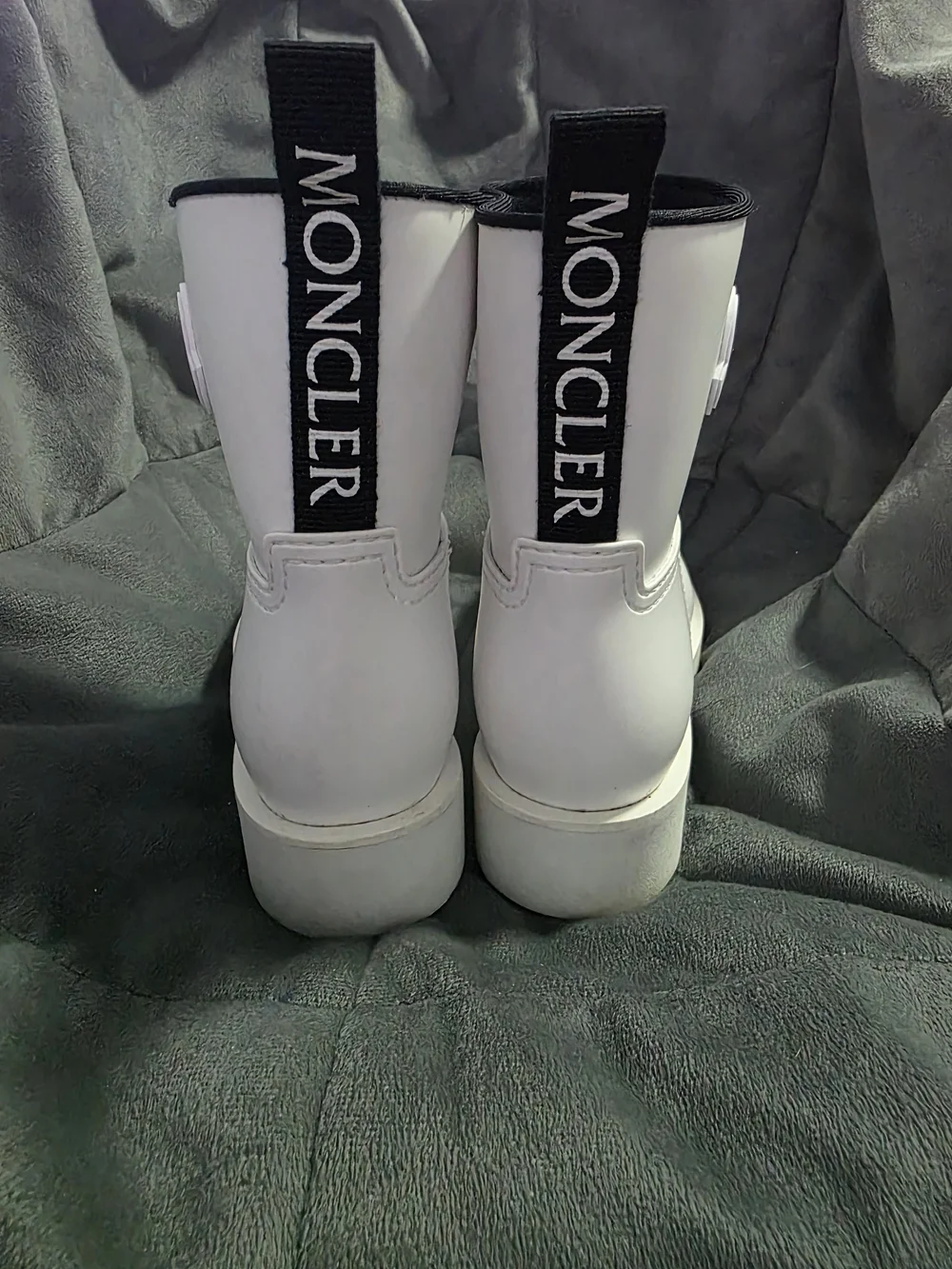 Moncler Kids White Logo-Back Ankle Boots